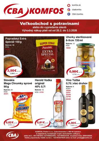 Leták CBA Komfos - 20.2.2026 - 3.3.2026.