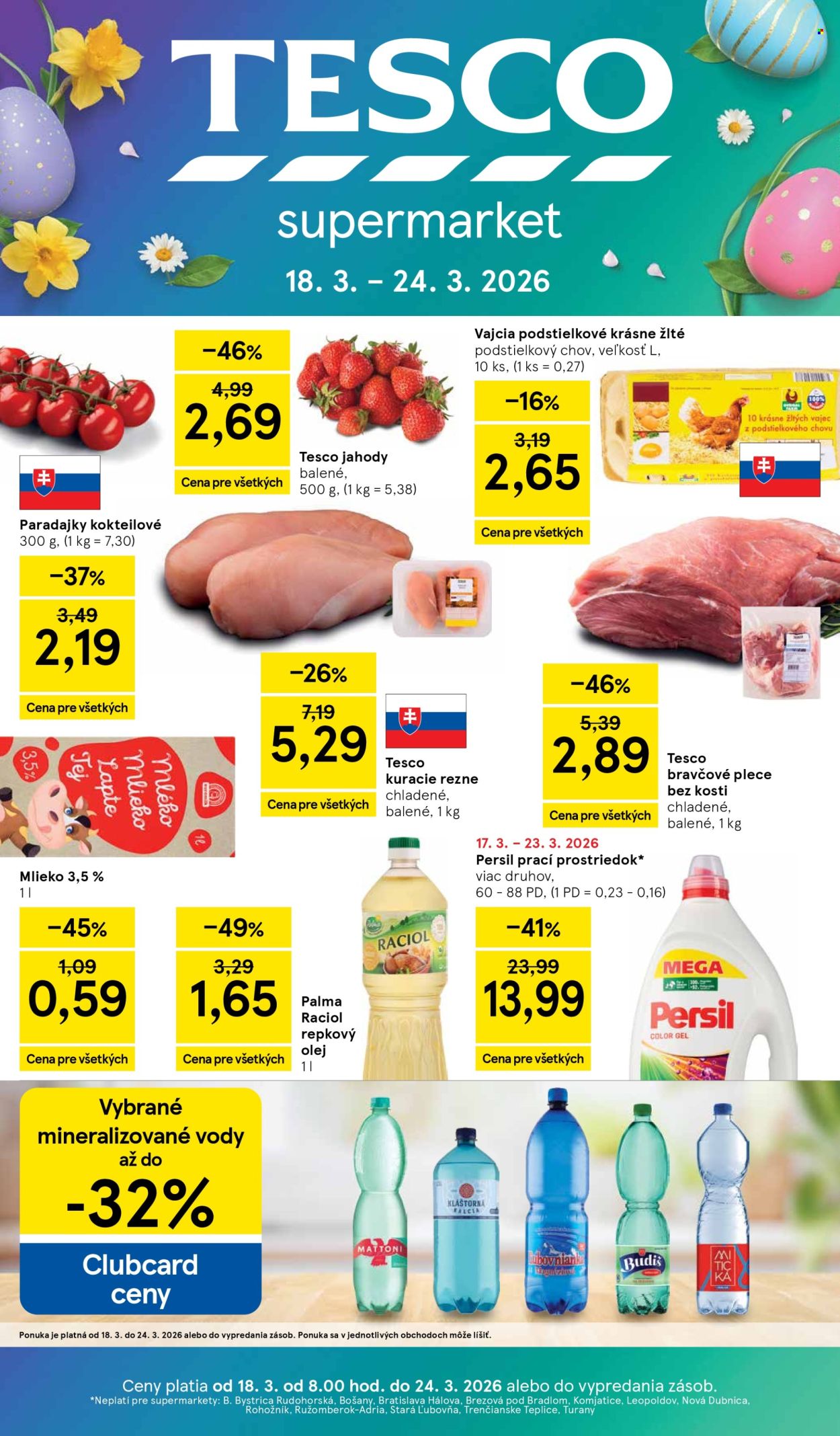 Leták TESCO supermarket - 18.3.2026 - 24.3.2026. Strana 1