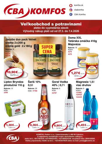 Leták CBA Komfos - 27.3.2026 - 7.4.2026.