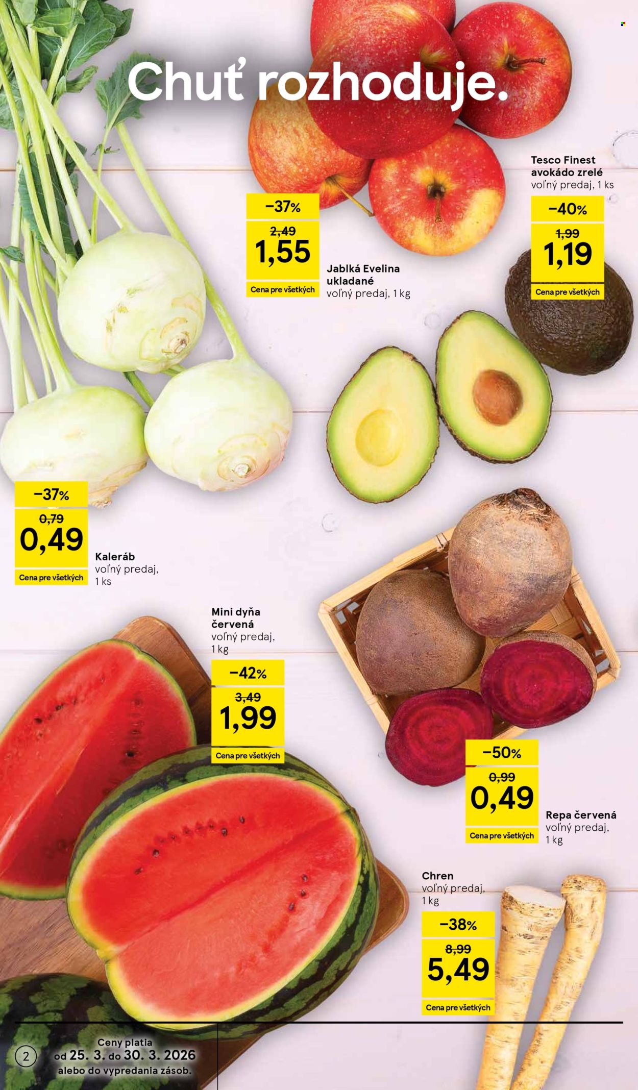 Leták TESCO supermarket - 25.3.2026 - 30.3.2026. Strana 2