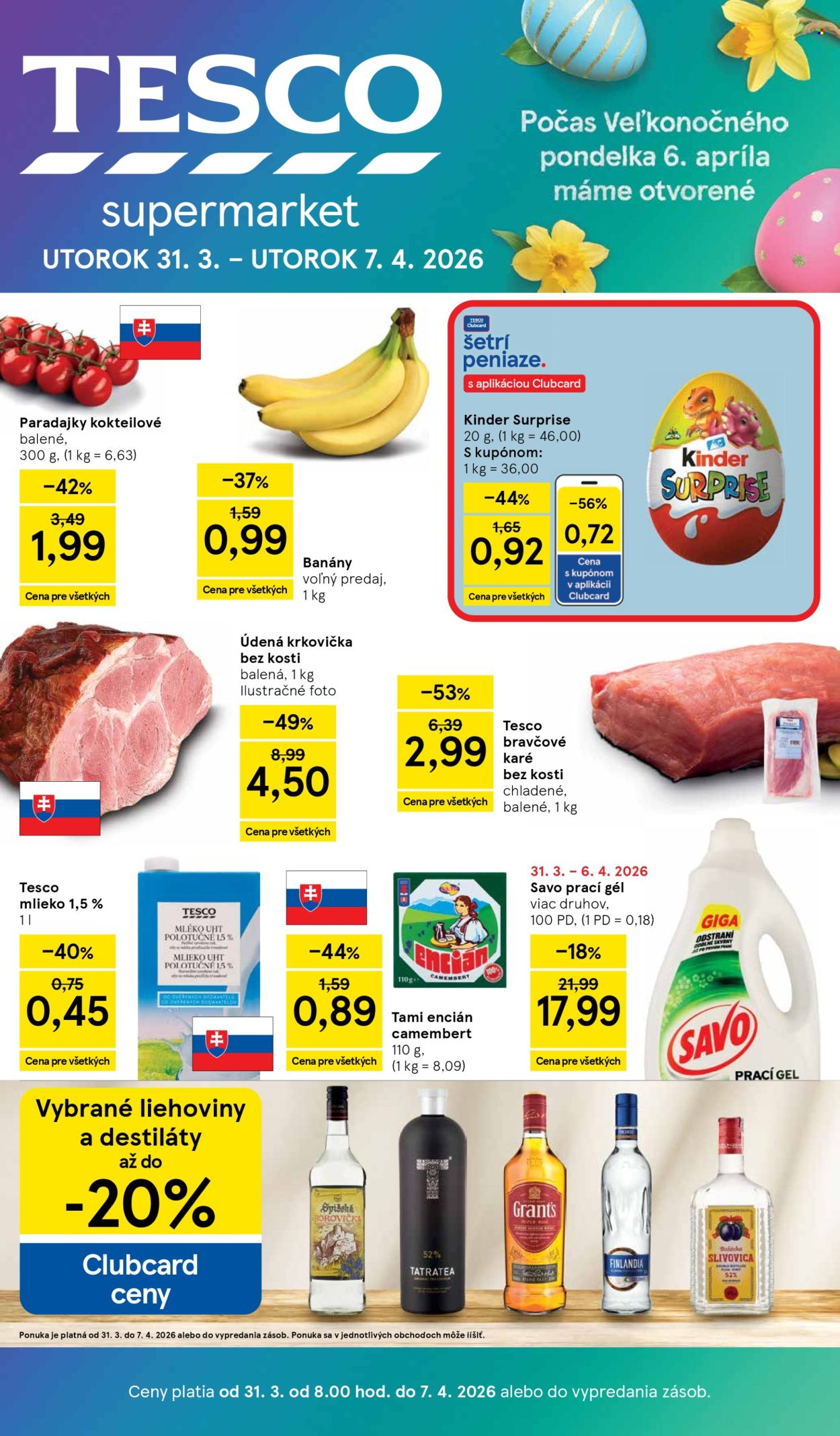 Leták TESCO supermarket - 31.3.2026 - 7.4.2026. Strana 1