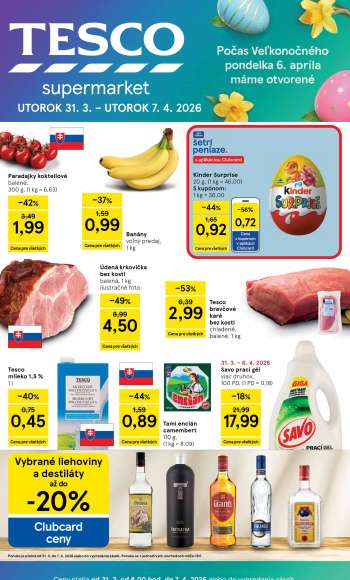 Leták TESCO supermarket - 31.3.2026 - 7.4.2026.