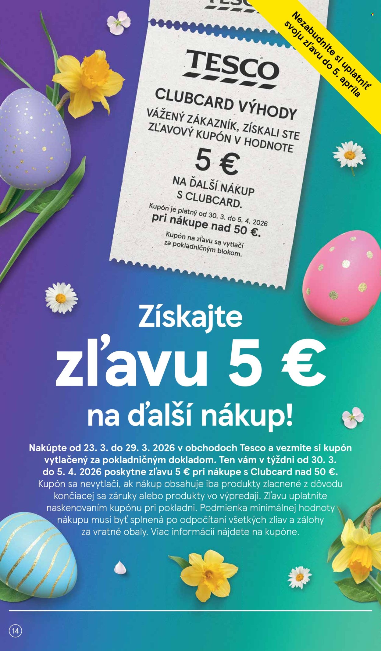 Leták TESCO supermarket - 31.3.2026 - 7.4.2026. Strana 14