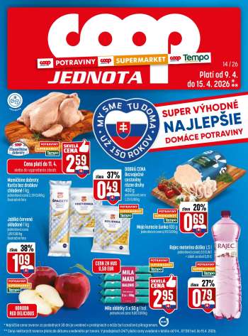 Leták COOP Jednota - 9.4.2026 - 15.4.2026.