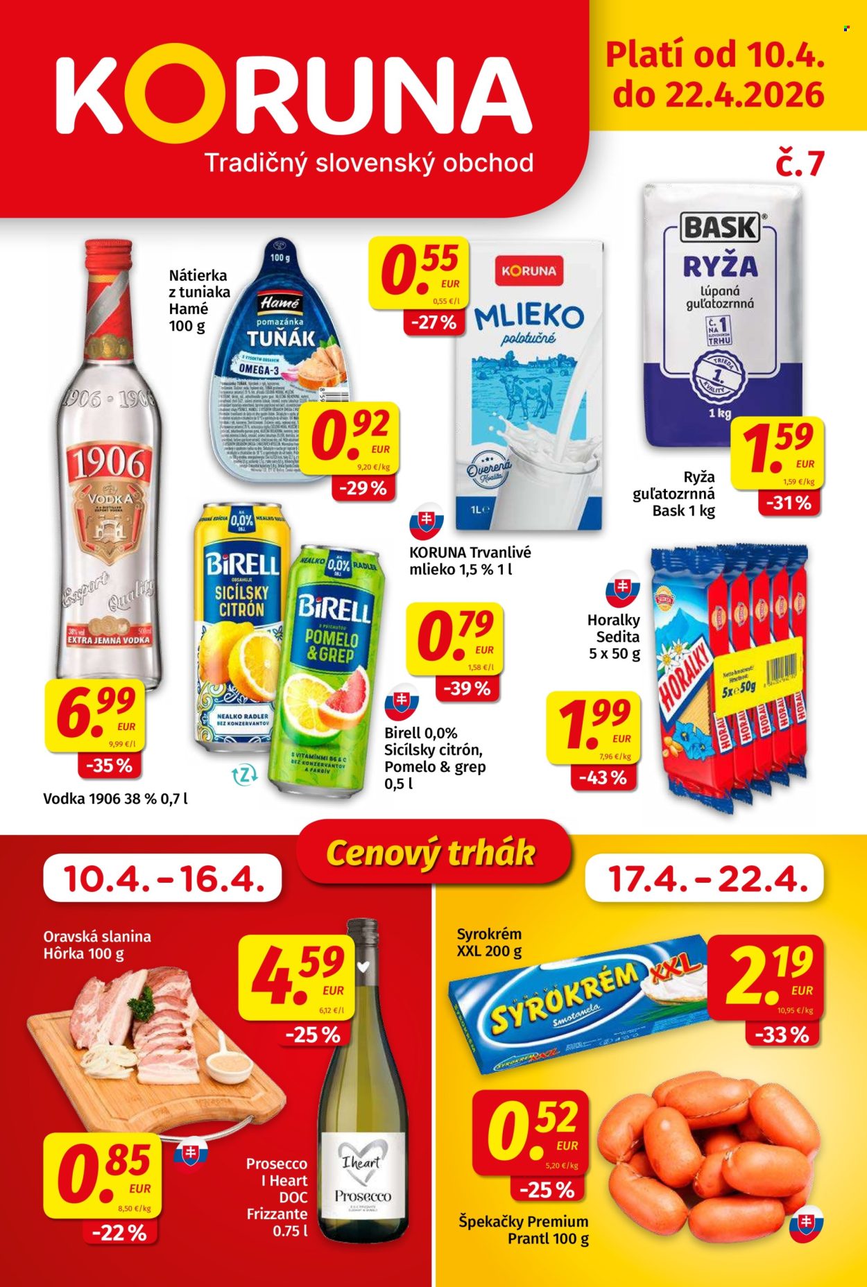 Leták Potraviny KORUNA - 10.4.2026 - 22.4.2026. Strana 1