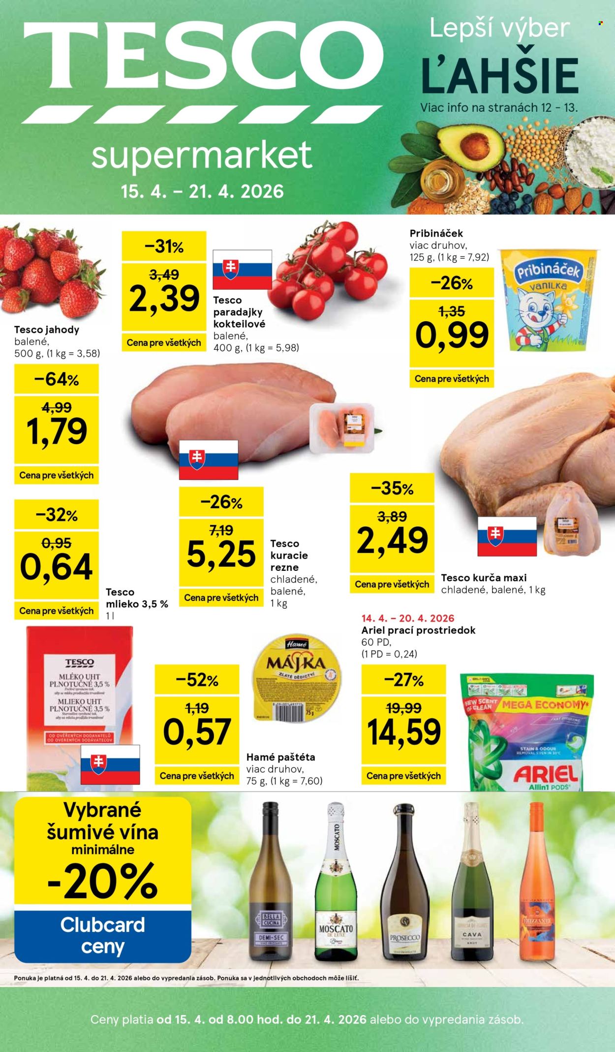 Leták TESCO supermarket - 15.4.2026 - 21.4.2026. Strana 1