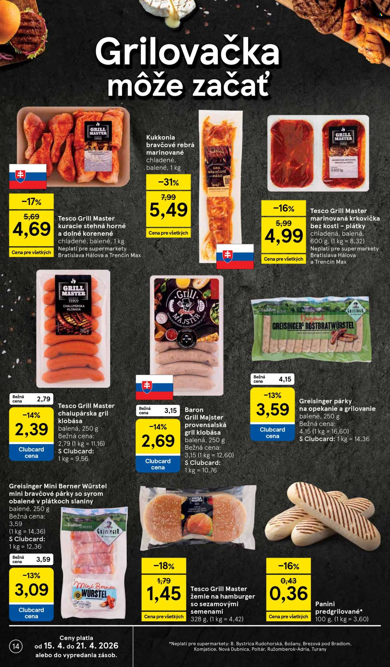 Leták TESCO supermarket - 15.4.2026 - 21.4.2026. Strana 14