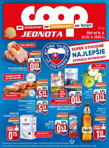 Leták COOP Jednota - 16.4.2026 - 22.4.2026.