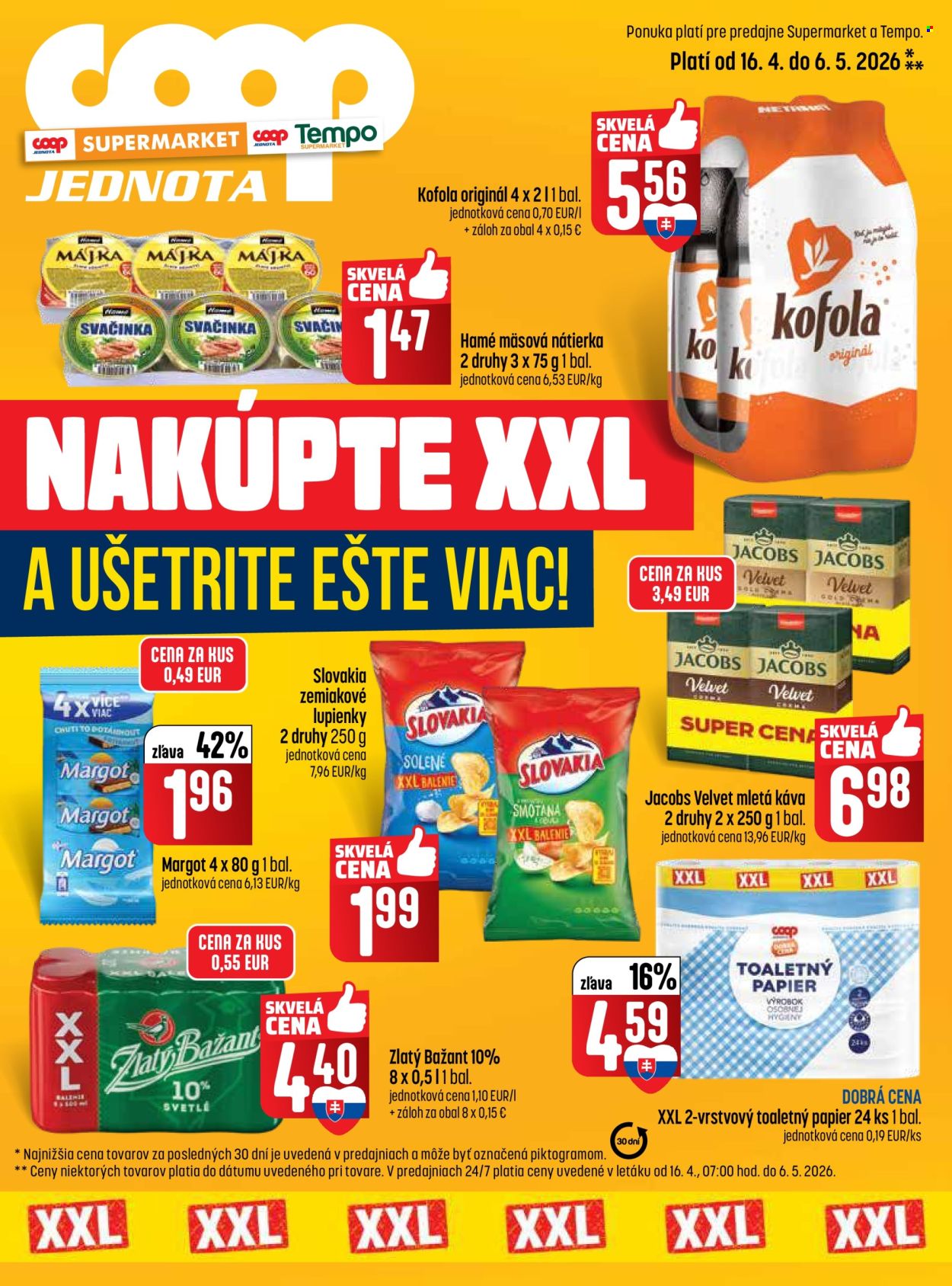 Leták COOP Jednota - 16.4.2026 - 6.5.2026. Strana 1