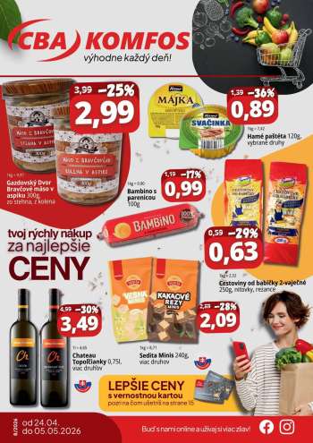 Leták CBA Komfos - 24.4.2026 - 5.5.2026.