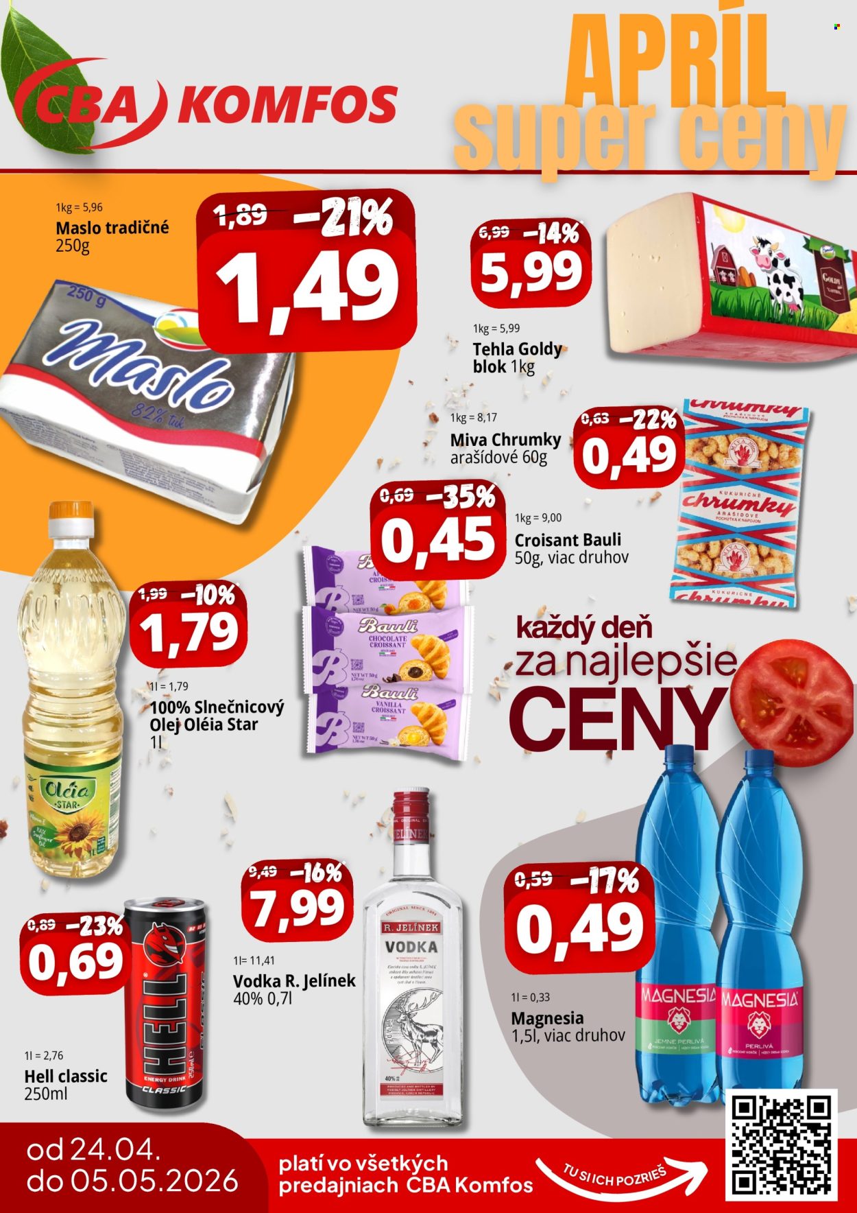 Leták CBA Komfos - 24.4.2026 - 5.5.2026. Strana 1