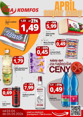 Leták CBA Komfos - 24.4.2026 - 5.5.2026.