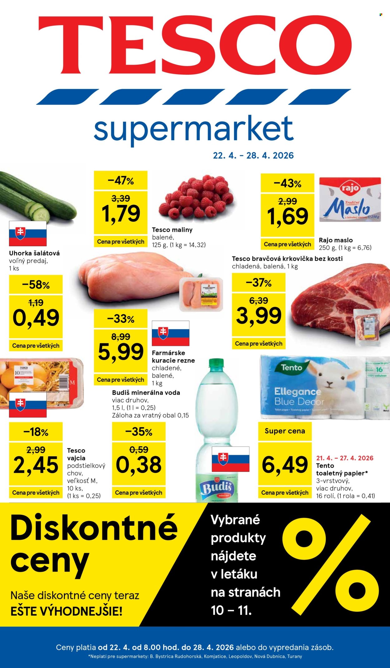 Leták TESCO supermarket - 22.4.2026 - 28.4.2026. Strana 1