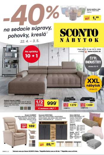 Leták Sconto nábytok - 22.4.2026 - 19.5.2026.