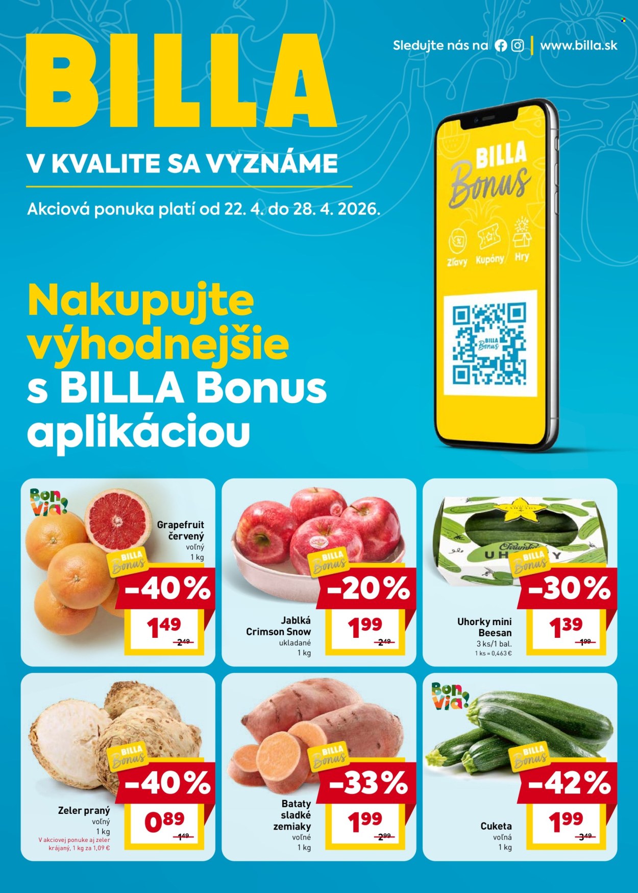Leták Billa - 22.4.2026 - 28.4.2026. Strana 1