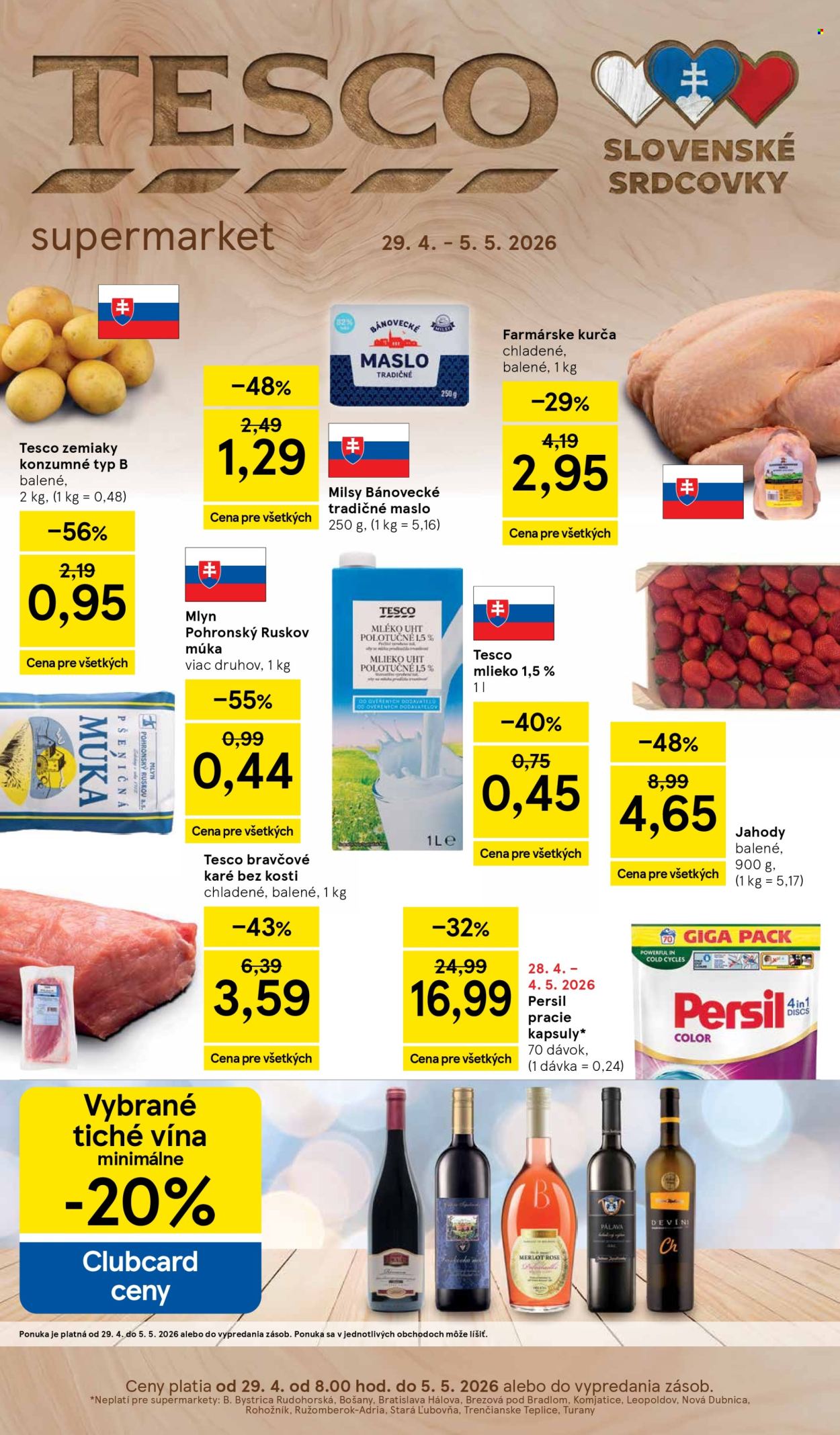 Leták TESCO supermarket - 29.4.2026 - 5.5.2026. Strana 1
