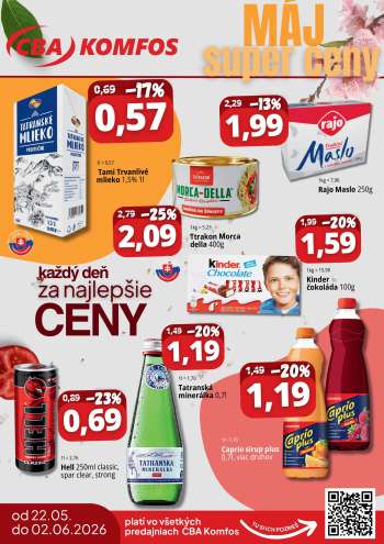 Leták CBA Komfos - 22.5.2026 - 2.6.2026.