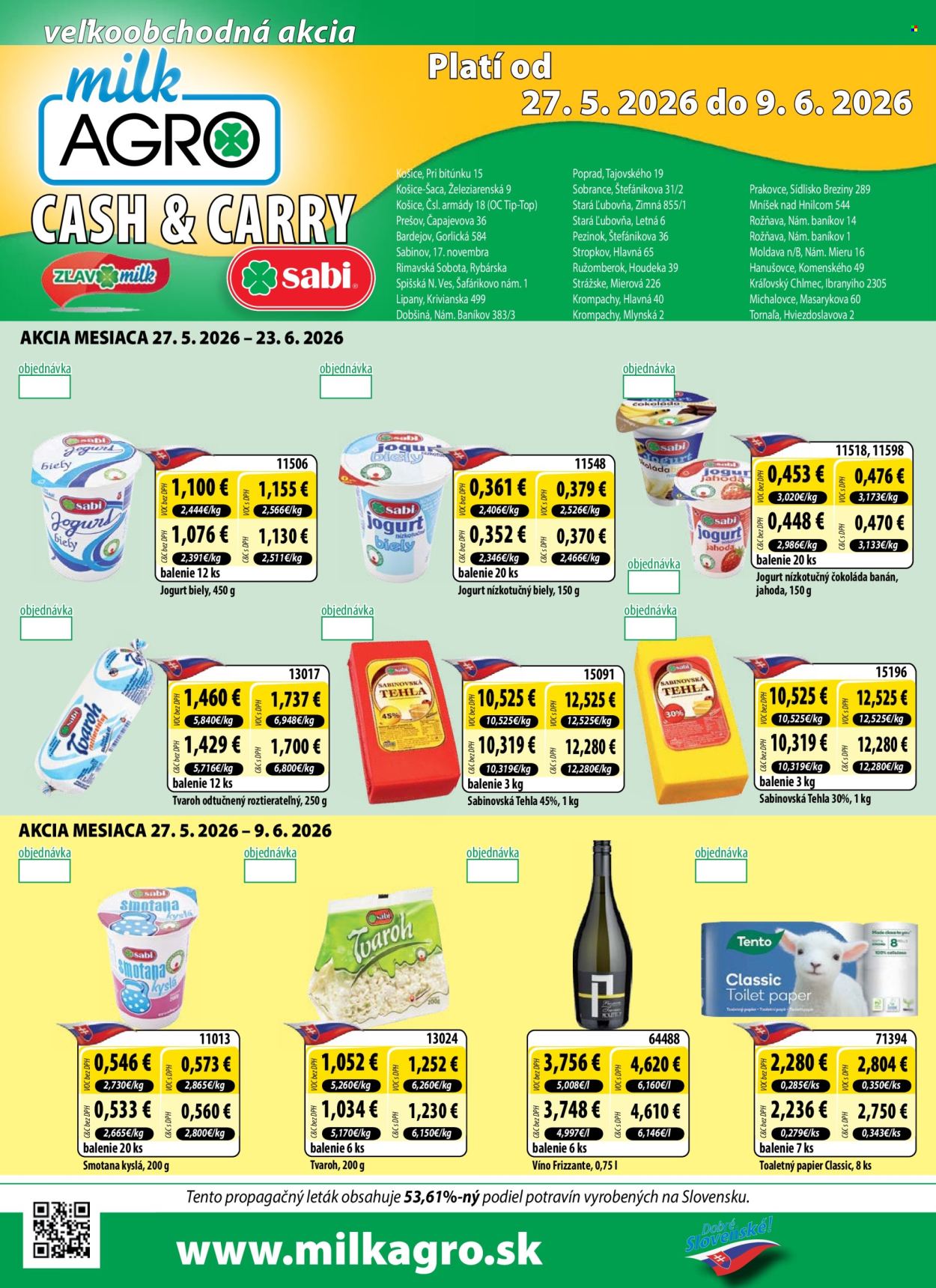 Leták Milk AGRO - 27.5.2026 - 9.6.2026. Strana 1