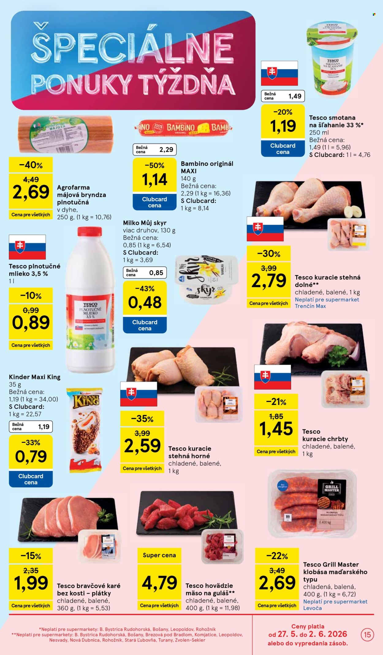 Leták TESCO supermarket - 27.5.2026 - 2.6.2026. Strana 15