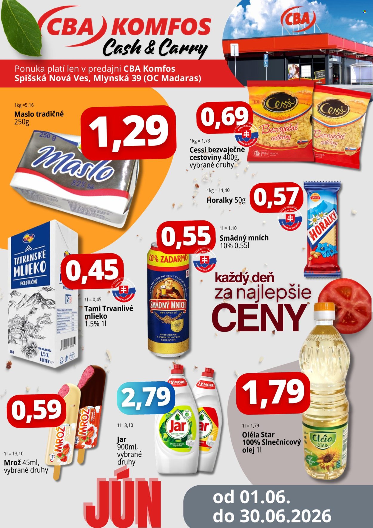 Leták CBA Komfos - 1.6.2026 - 30.6.2026. Strana 1