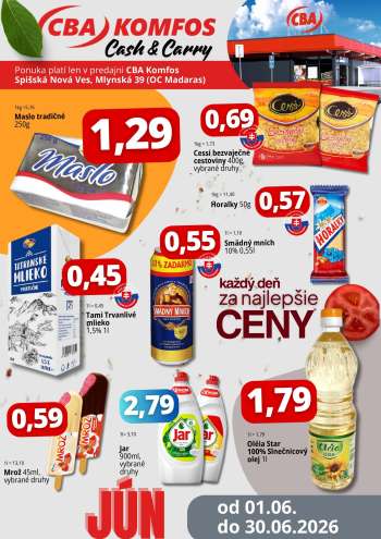Leták CBA Komfos - 1.6.2026 - 30.6.2026.
