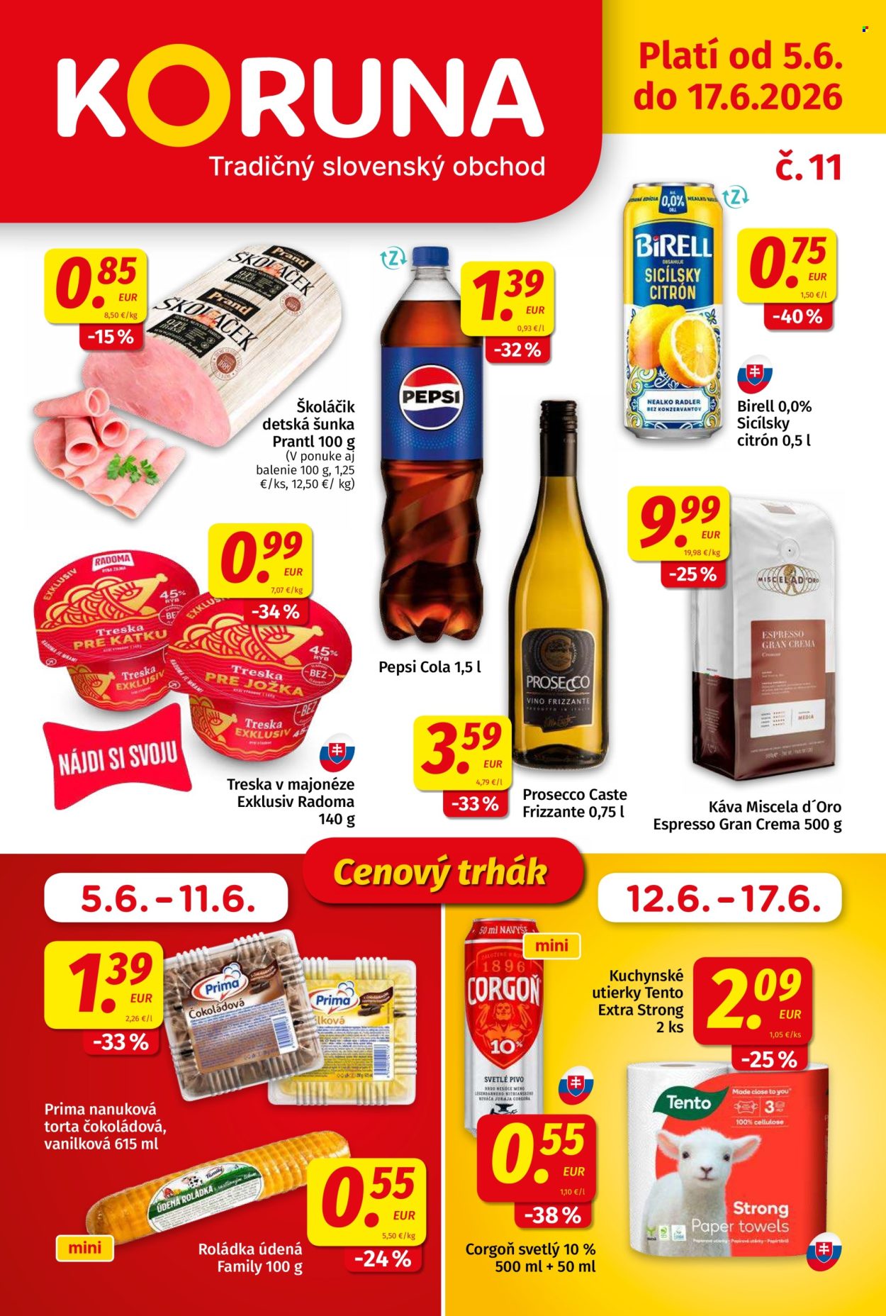 Leták Potraviny KORUNA - 5.6.2026 - 17.6.2026. Strana 1