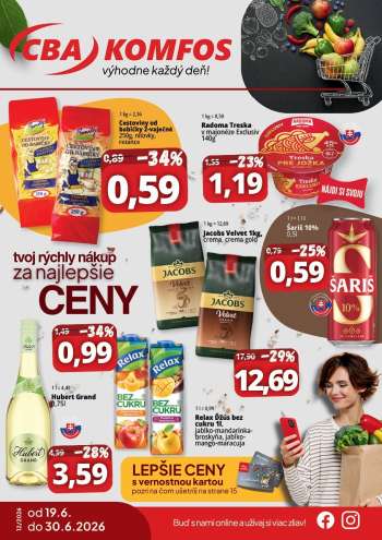 Leták CBA Komfos - 19.6.2026 - 30.6.2026.