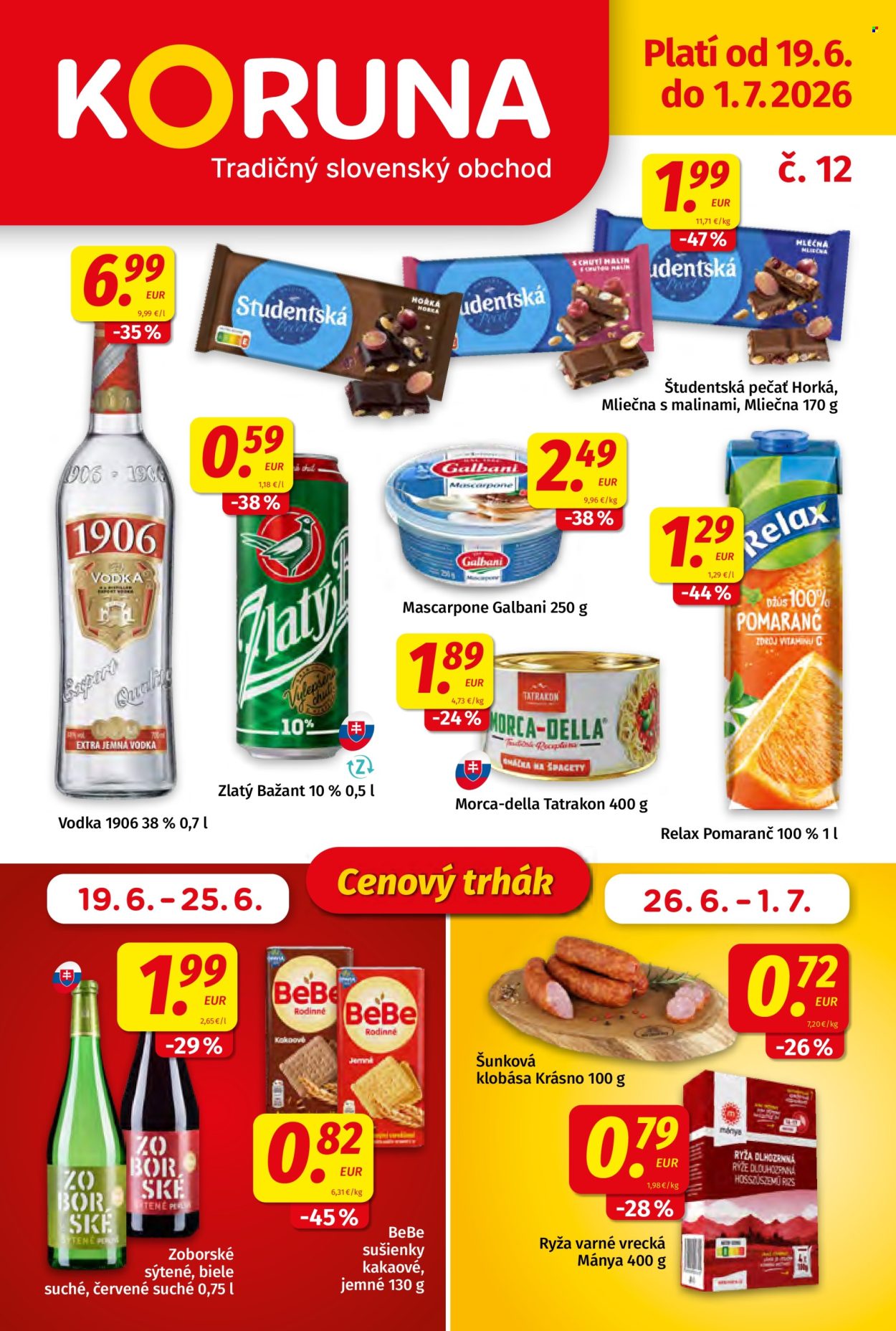 Leták Potraviny KORUNA - 19.6.2026 - 1.7.2026. Strana 1