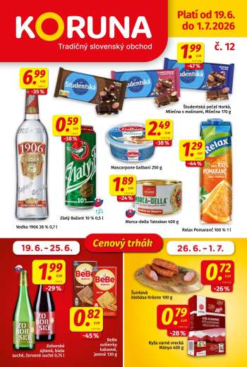 Leták Potraviny KORUNA - 19.6.2026 - 1.7.2026.
