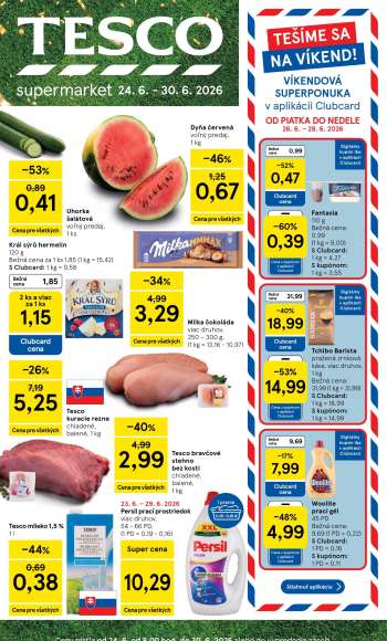 Leták TESCO supermarket - 24.6.2026 - 30.6.2026.
