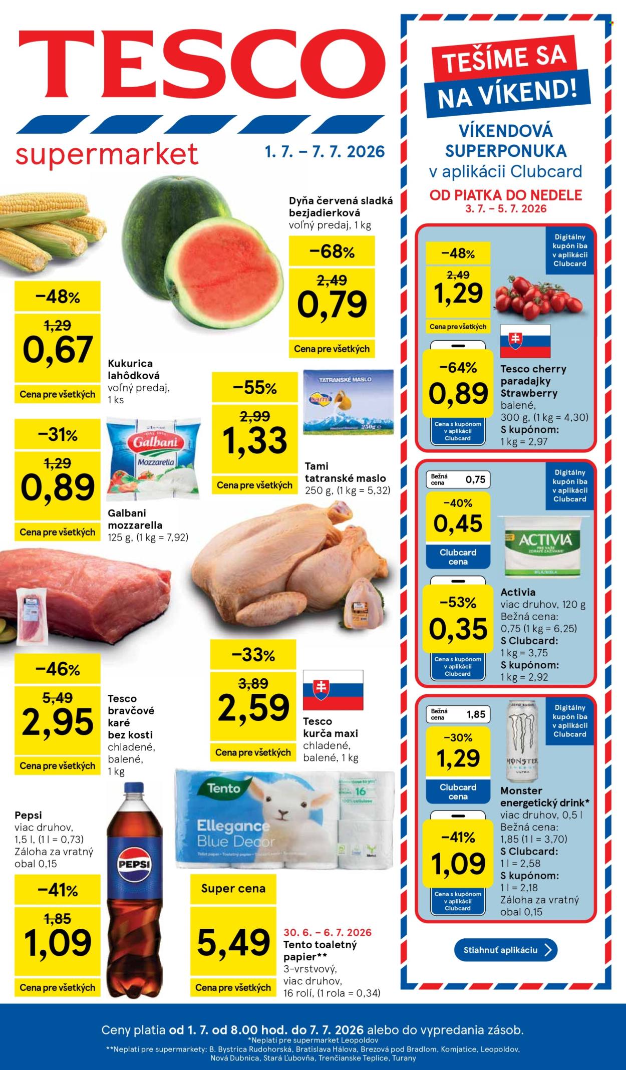 Leták TESCO supermarket - 1.7.2026 - 7.7.2026. Strana 1