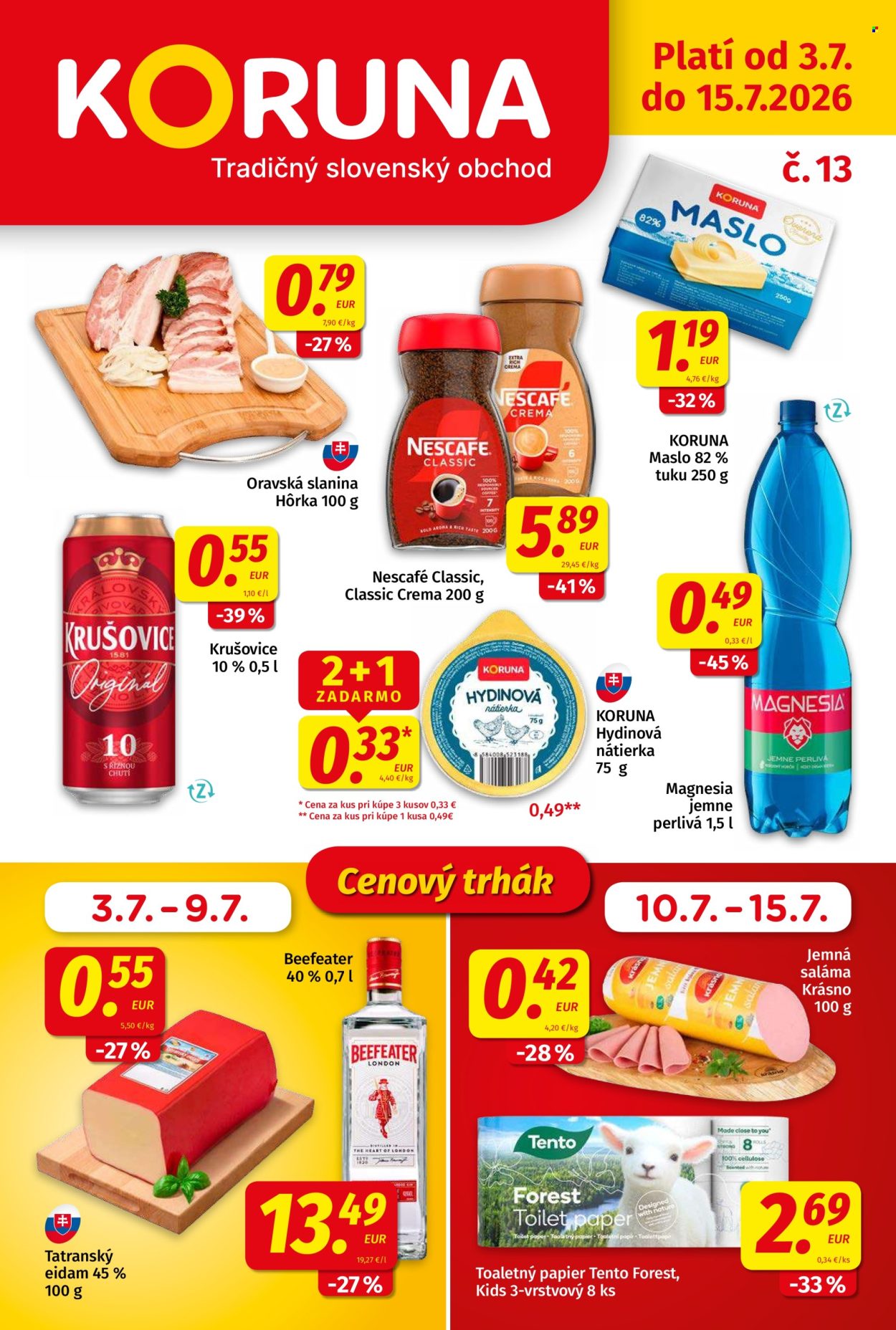Leták Potraviny KORUNA - 3.7.2026 - 15.7.2026. Strana 1