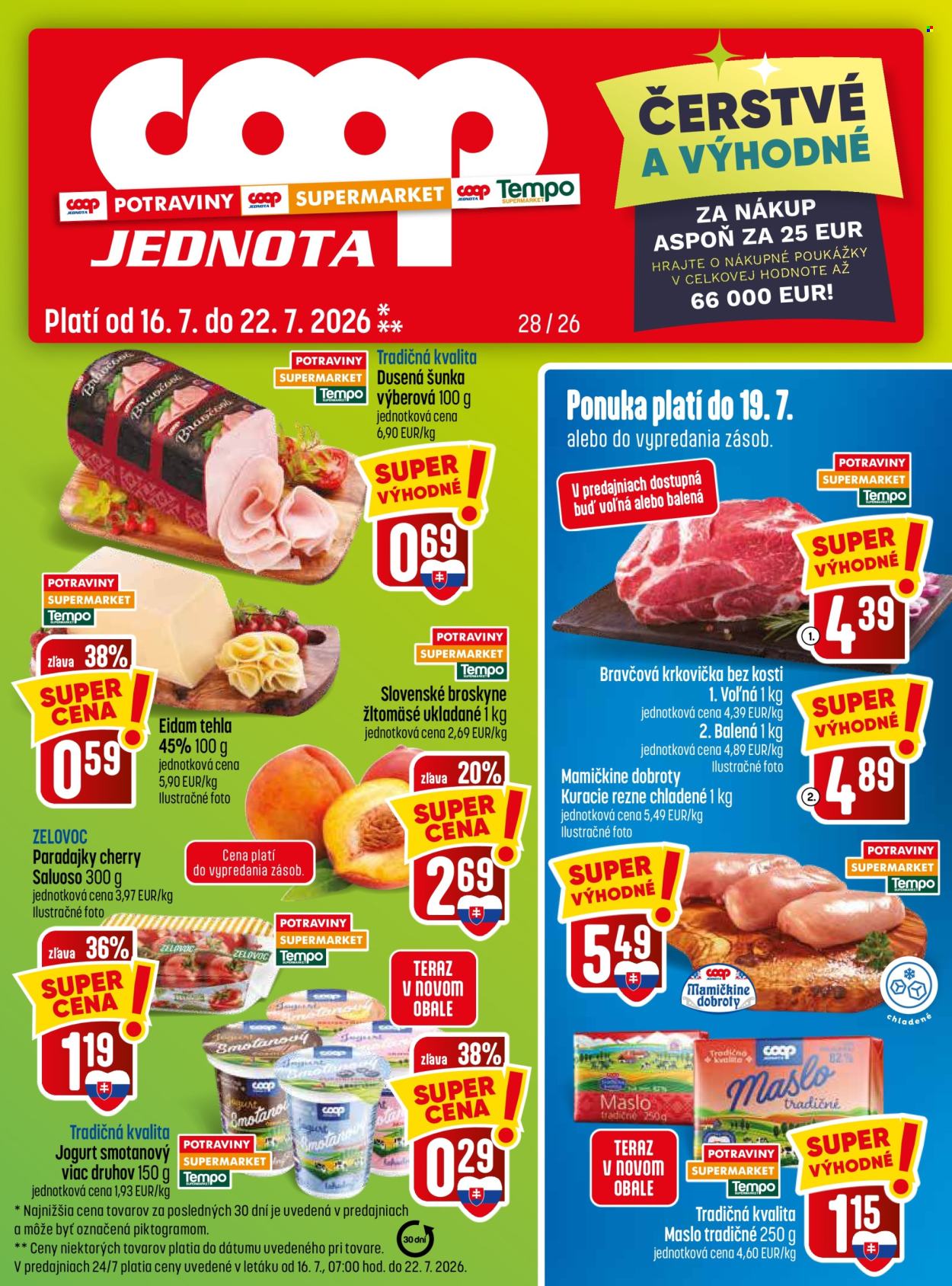Leták COOP Jednota - 16.7.2026 - 22.7.2026. Strana 1