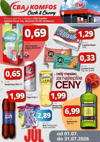 Leták CBA Komfos - 1.7.2026 - 31.7.2026.