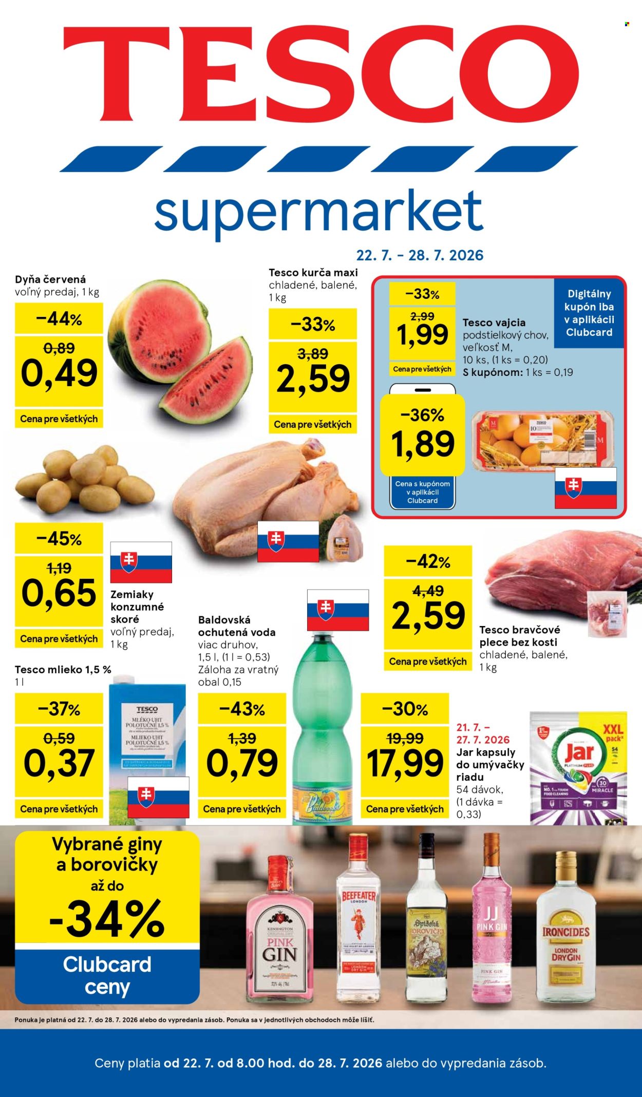 Leták TESCO supermarket - 22.7.2026 - 28.7.2026. Strana 1