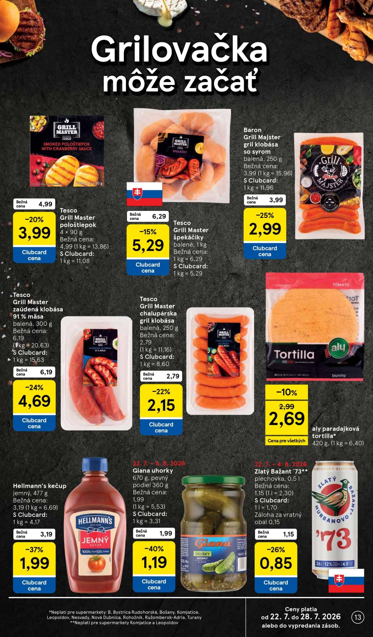 Leták TESCO supermarket - 22.7.2026 - 28.7.2026. Strana 13