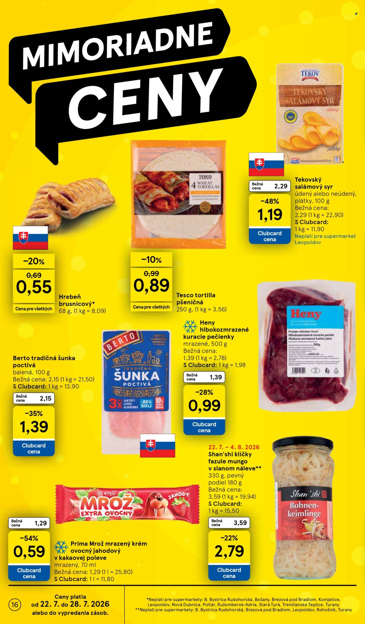 Leták TESCO supermarket - 22.7.2026 - 28.7.2026. Strana 16