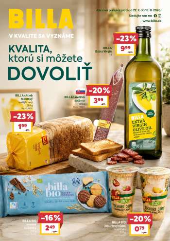 Leták Billa - 22.7.2026 - 18.8.2026.