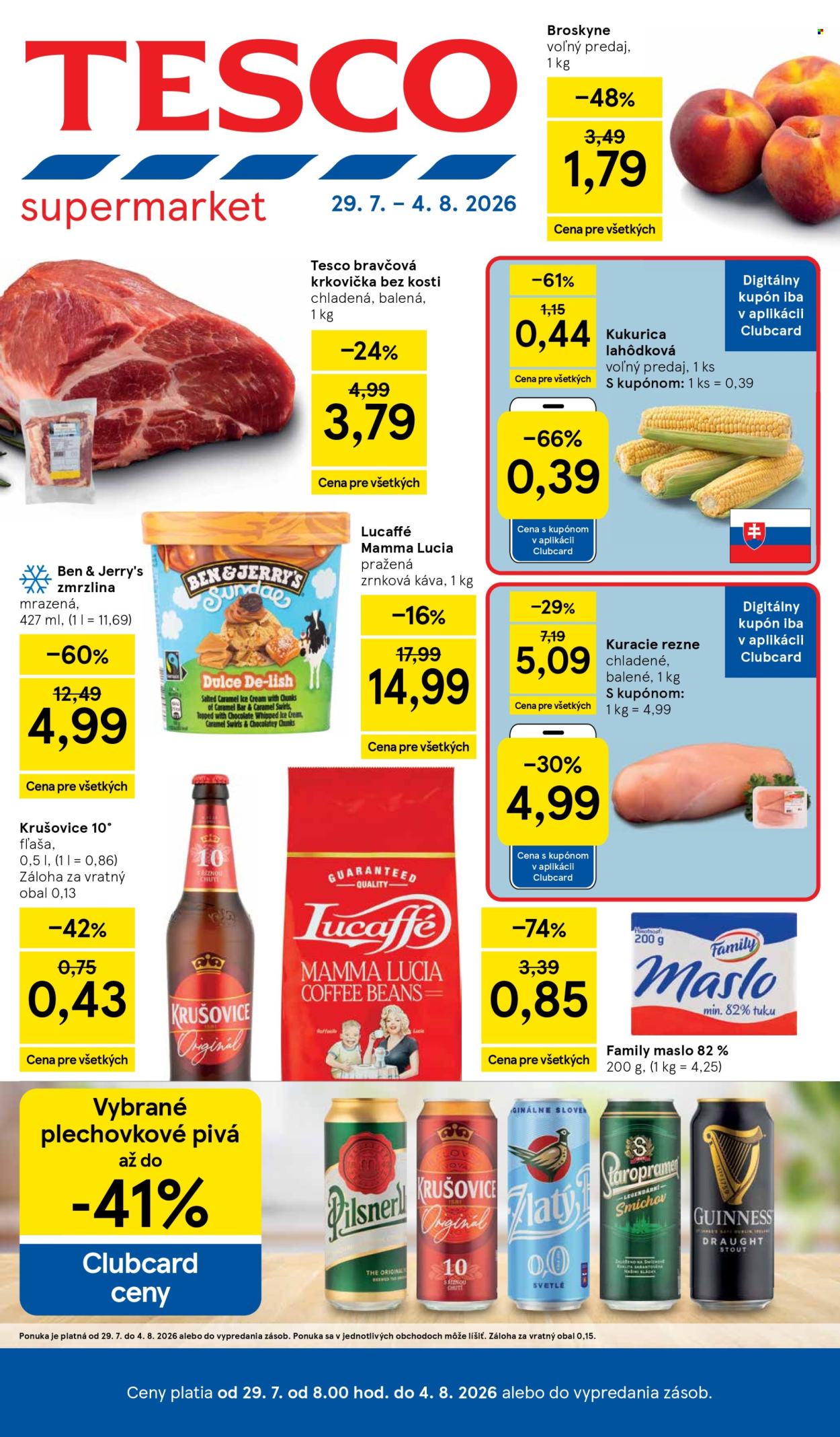 Leták TESCO supermarket - 29.7.2026 - 4.8.2026. Strana 1