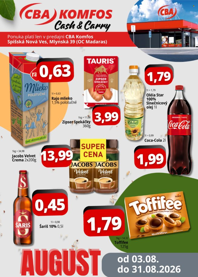 Leták CBA Komfos - 3.8.2026 - 31.8.2026. Strana 1