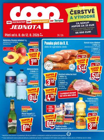 Leták COOP Jednota - 6.8.2026 - 12.8.2026.