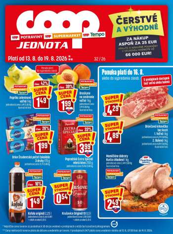 Leták COOP Jednota - 13.8.2026 - 19.8.2026.