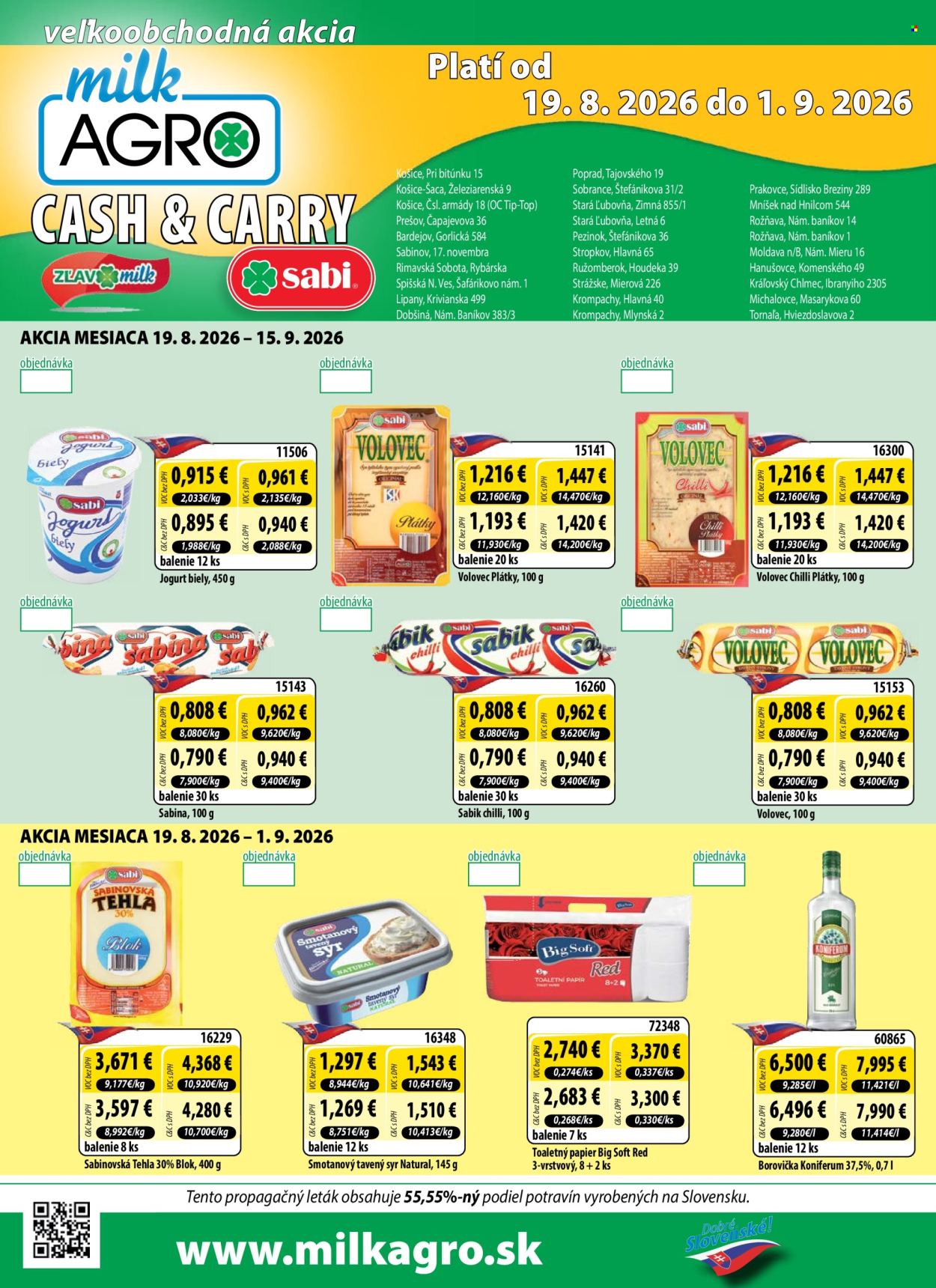 Leták Milk AGRO - 19.8.2026 - 1.9.2026. Strana 1