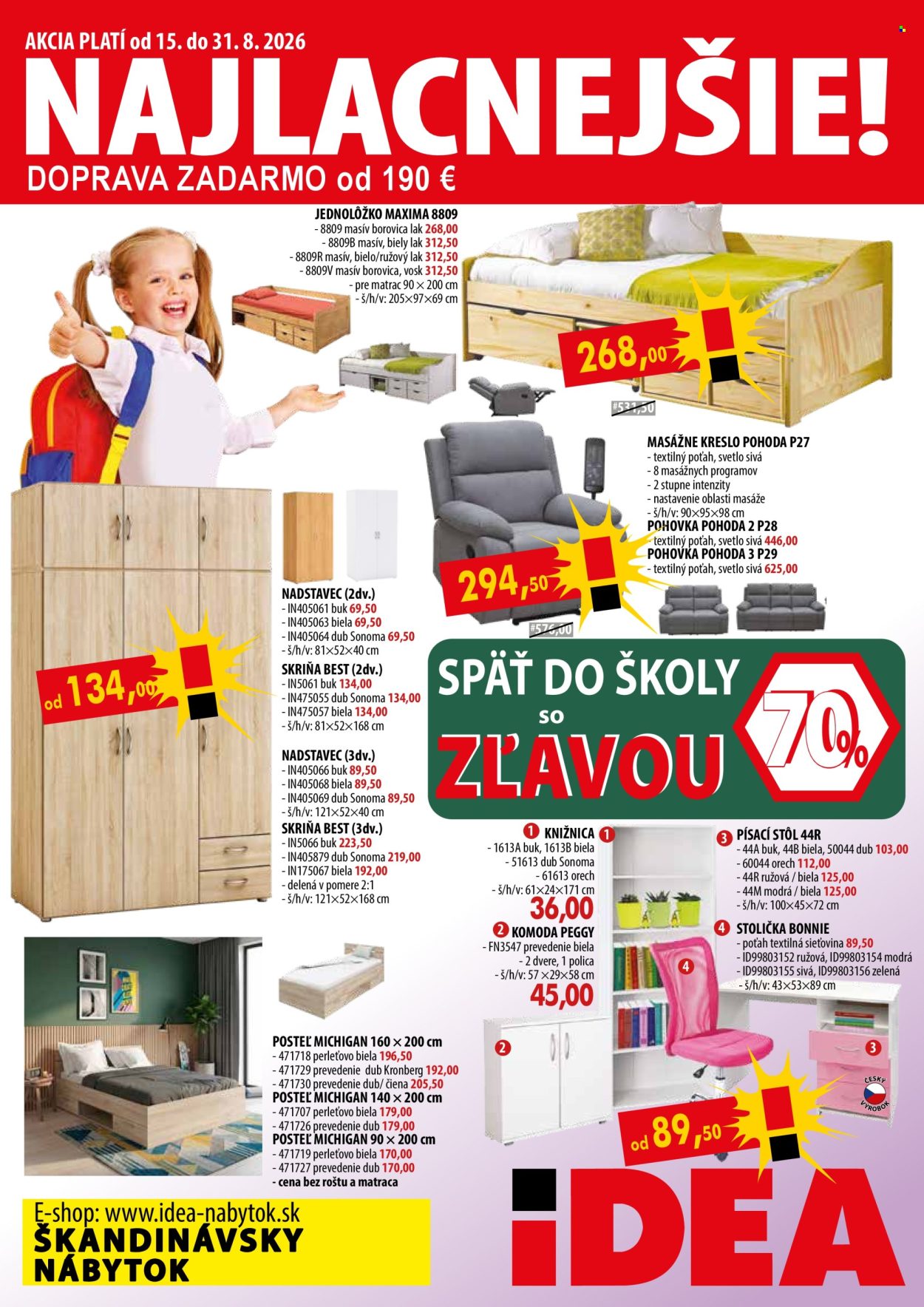 Leták IDEA nábytok - 15.8.2026 - 31.8.2026. Strana 1