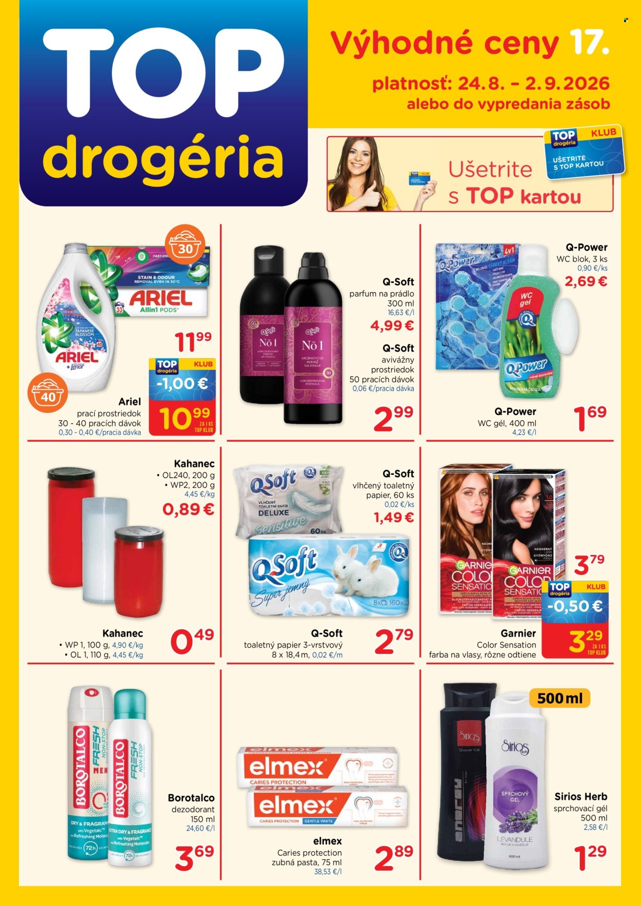 Leták TOP drogéria - 24.8.2026 - 2.9.2026. Strana 1
