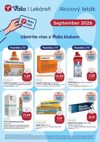 Leták Vaša lekáreň - 1.9.2026 - 30.9.2026.