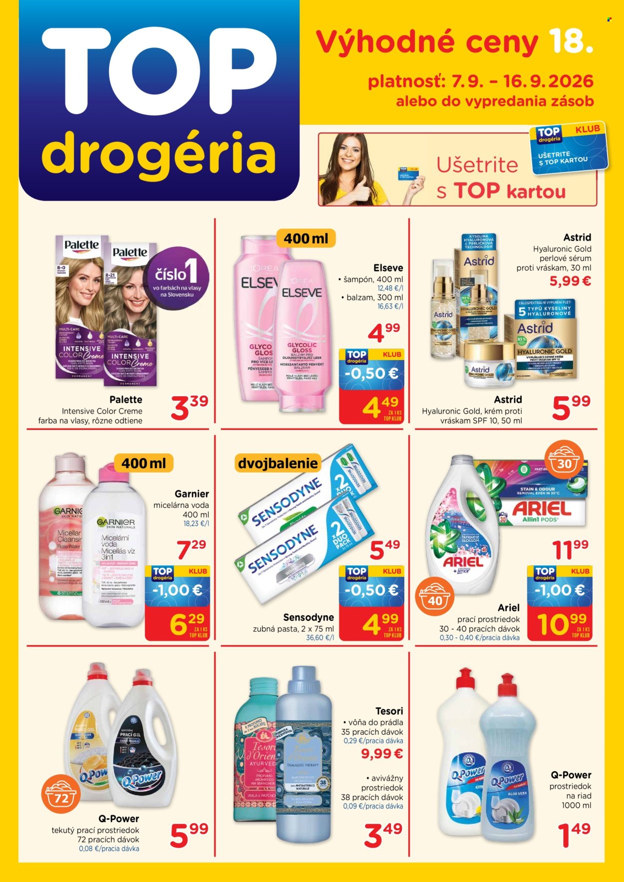 Leták TOP drogéria - 7.9.2026 - 16.9.2026. Strana 1