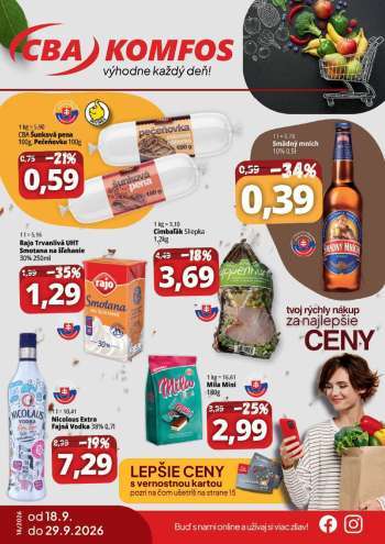 Leták CBA Komfos - 18.9.2026 - 29.9.2026.