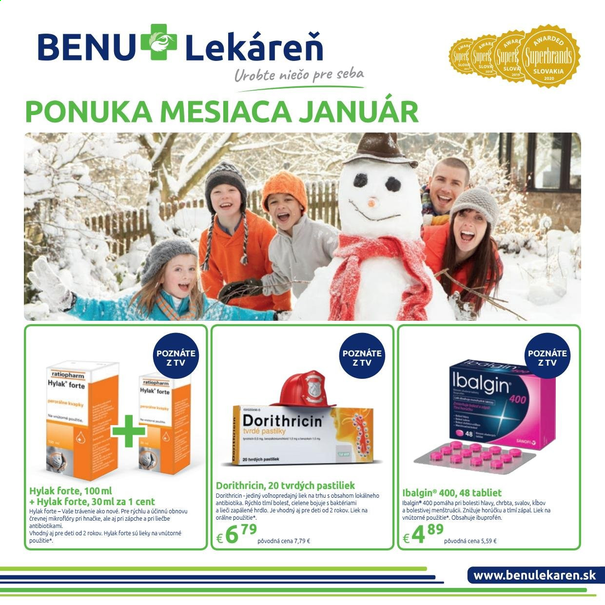 Leták BENU Lekáreň - 1.1.2021 - 31.1.2021. Strana 1