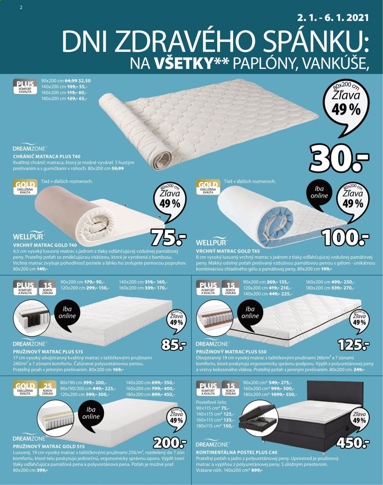 thumbnail - Leták JYSK - 25.12.2020 - 13.1.2021 - Produkty v akcii - vankúš, ochrana na matrac, posteľ. Strana 2.